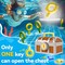 Summer Pool Wave Kids Diving Pool Toy, Large Treasure Chest Water Dive Game W/Keys Gems Fish, Toddler Outdoor Swimming Treasure Box Playset, Fun Summer Swim Party Gifts 3 4 5 6 7 8 10 12 Year Old Boy Girl